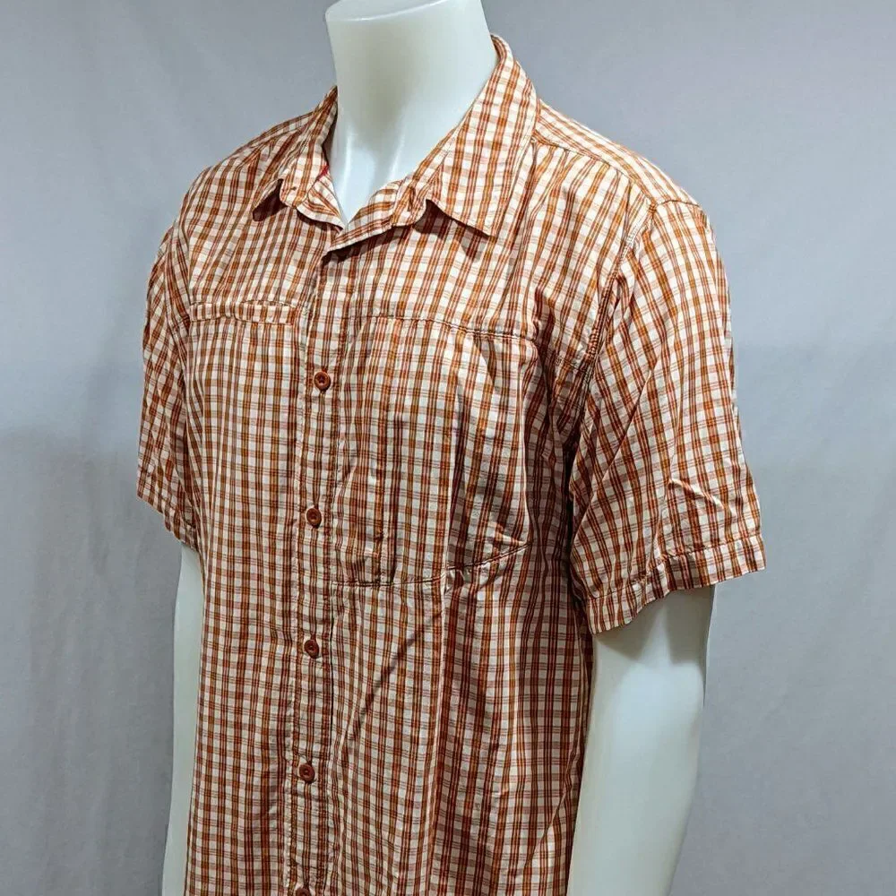 THE NORTH FACE orange plaid short sleeve‎